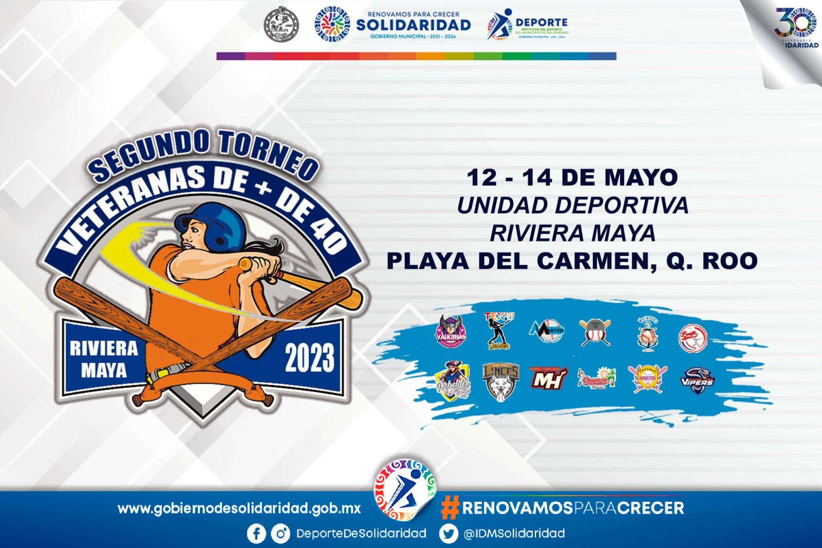 Todo listo para el 2do Torneo Nacional de Softbol Femenil "Veteranas Riviera Maya 2023"