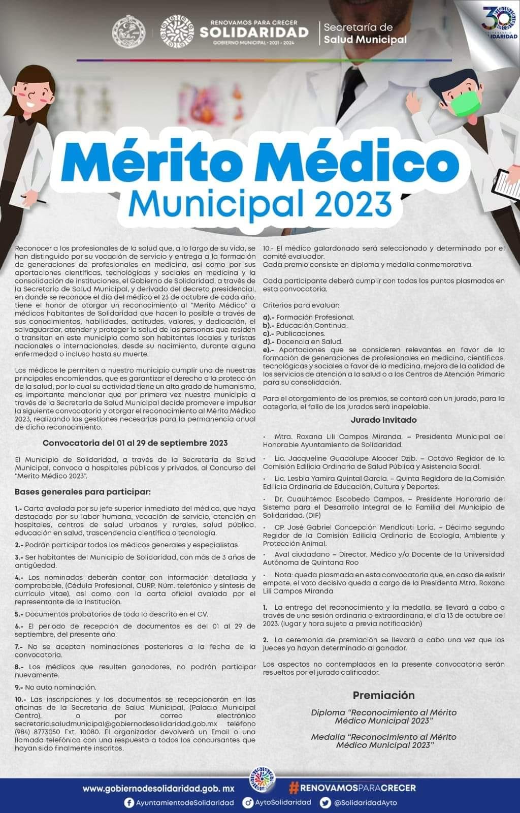 Convocan a concurso “Mérito al Médico 2023”