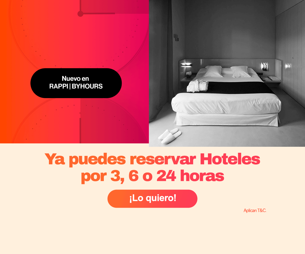 La vertical de viajes de Rappi anuncia su más reciente alianza con BYHOURS, la compañía española de estadías de hotel por horas, para ampliar la oferta de hoteles a sus usuarios, esta vez con opciones de estadía en hoteles por horas, en las que el usuario elige la hora de check-in.

Este modelo pensado para los viajeros que deseen optimizar el tiempo de escalas entre vuelo y vuelo, los que realizan un viaje exprés o para los que quieren disfrutar de los hoteles de su ciudad y sus instalaciones (spa, piscina o restaurantes), ya está disponible en México bajo la categoría “Hoteles por Horas” dentro de Rappi Travel.

Con la reciente alianza desarrollada con BYHOURS, reafirmamos nuestro compromiso en fortalecer nuestro ecosistema y seguir mejorando la experiencia de nuestros usuarios.

Rappi se encuenta en constante búsqueda de nuevos y destacados aliados que contribuyan a enriquecer nuestra oferta en el ámbito de los viajes y las experiencias.

En este sentido, nos complace ofrecer alternativas que se ajusten a las necesidades de los viajeros contemporáneos.

«Esta colaboración representa una oportunidad para demostrar cómo la tecnología y la innovación pueden ser herramientas clave para simplificar la vida y brindar beneficios tangibles a nuestros usuarios”, expresó Guido Becher, Head Global de Rappi Travel.

Con este acuerdo, BYHOURS consolida su apuesta por el modelo de negocio B2B2C. En palabras de Guillermo Gaspart, CEO y fundador de la compañía “nuestra misión es poder acercar cada vez a más personas la flexibilidad y personalización a la hora de reservar un hotel.