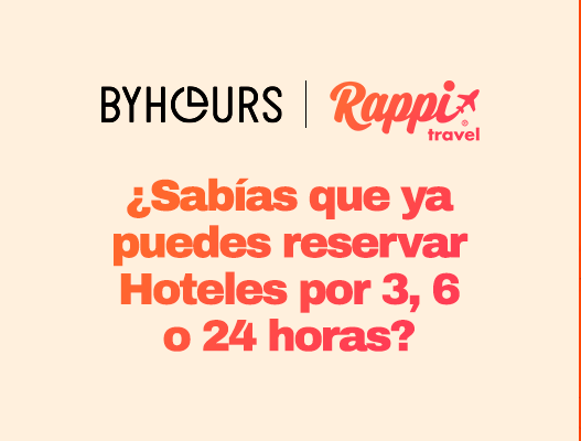 Rappi: Hoteles por horas con BYHOURS a través de su app