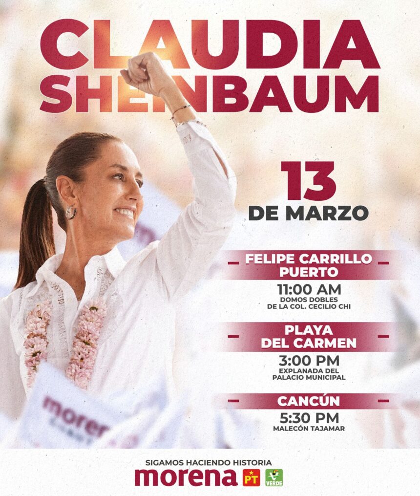 Claudia Sheinbaum visitará Quintana Roo