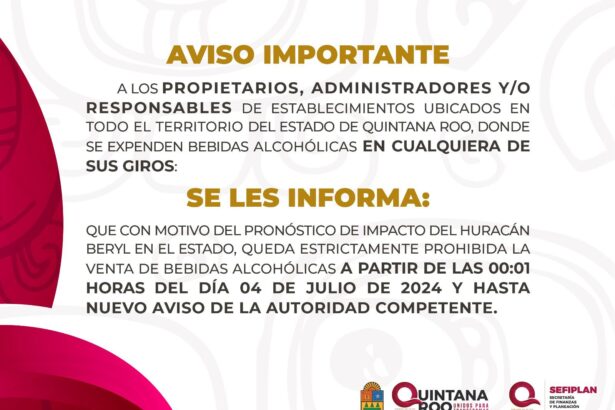 A partir de este jueves queda prohibida la venta de bebidas alcohólicas en todo Quintana Roo: SEFIPLAN